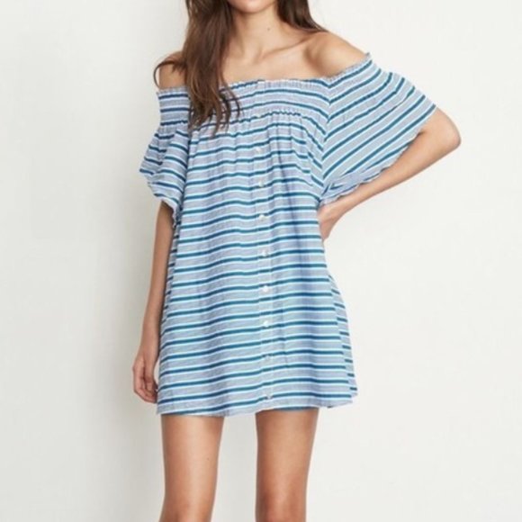 Faithfull The Brand Deia Blue Mini Dress 6 $128 - Picture 1 of 3